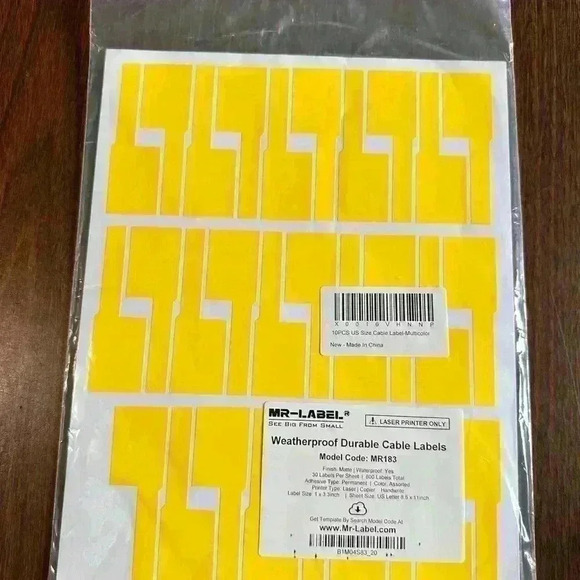 New Mr Label Weatherproof Cable Labels. Various Color. Laser Printer. 600 Labels - Picture 1 of 5